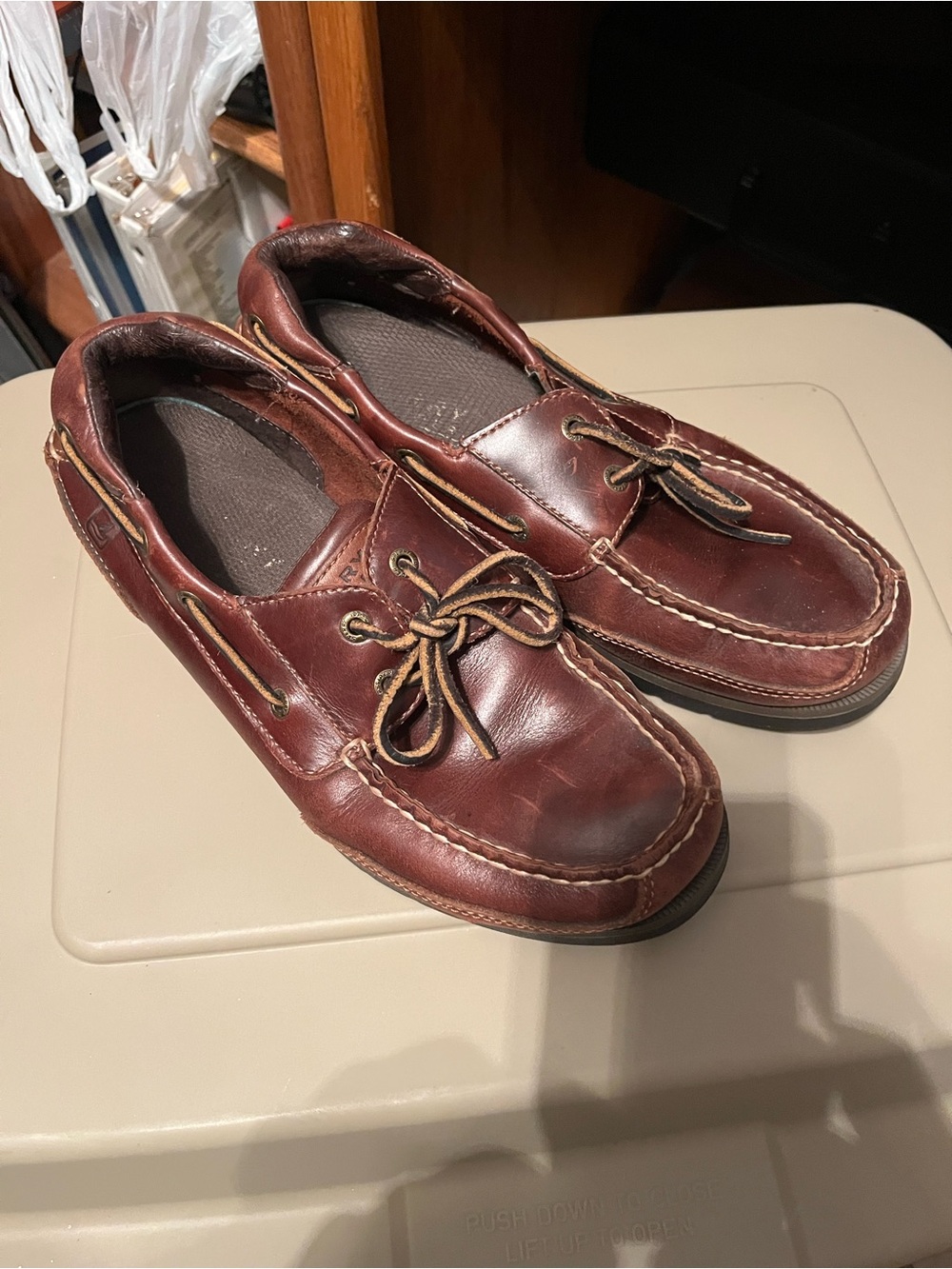 Men's Sperry 9 1/2 M Brown Leather Boat Shoes